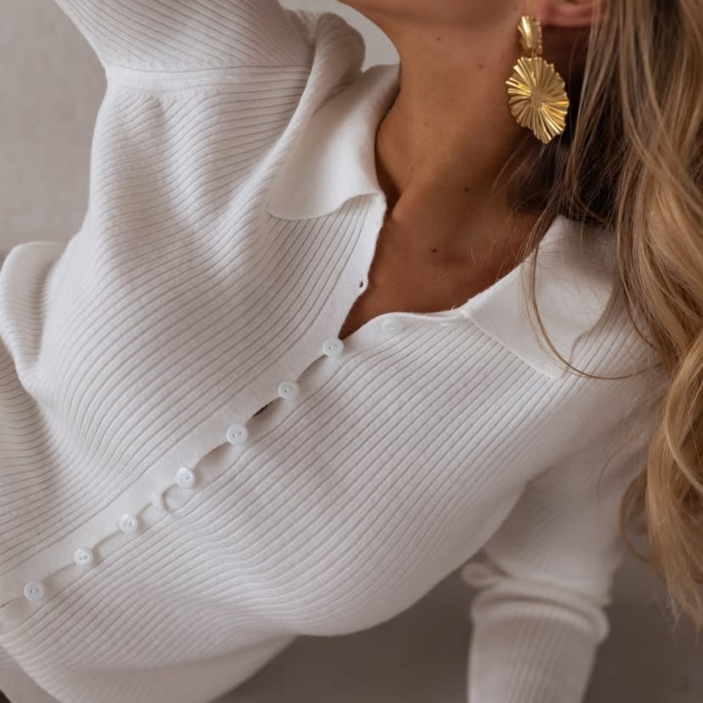 Elegant White Women's Cardigan